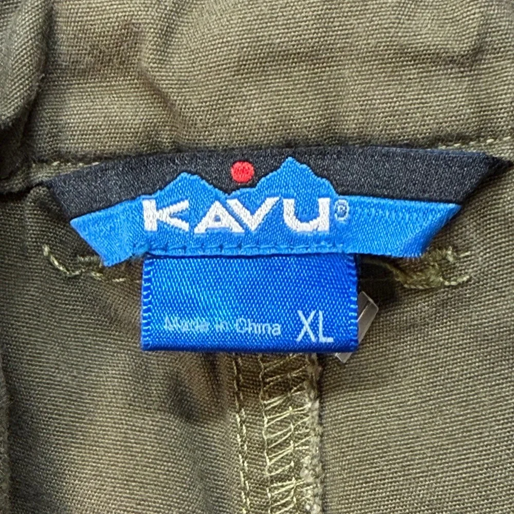 KAVU Men XL Big Eddy Shorts Olive Green Canvas Belted Hiking Outdoor Gorpcore